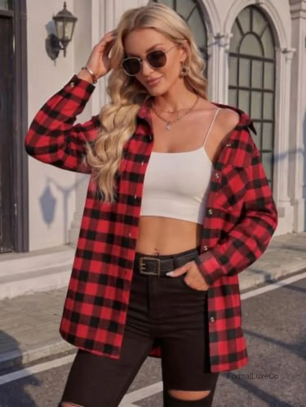 Womens Flannel Shirt Long Sleeve Button Down Casual Plaid Top Lightweight Loose